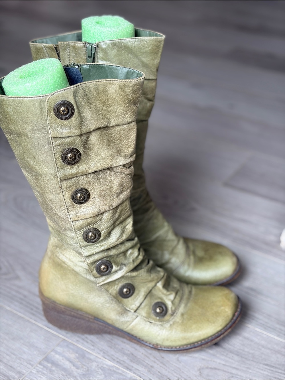 Mix Mooz Oracle (Discontinued) Olive Green Wedge Mid-Calf Boots, Size 39/8.5.